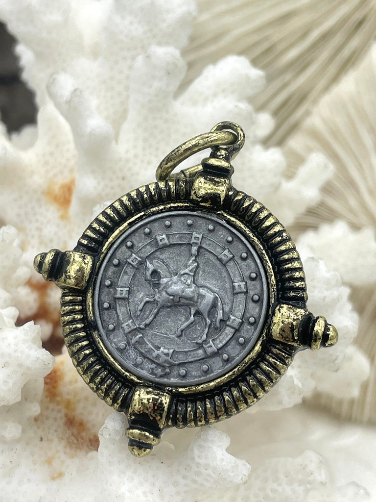 Horse Coin Reproduction, Horse Pendant, Horse Coin, Equestrian Pendant, Equestrian Coins, Horse Coins, Horse Charms 5 bezel colors Fast Ship