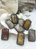 Image of Soldered Natural Stone Pendants, Rectangle Stone Pendants with Gunmetal ,Comes in a variety of patterns, 4 Styles, Natural Stone, Fast Ship.