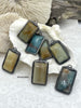 Image of Soldered Natural Stone Pendants, Rectangle Stone Pendants with Gunmetal ,Comes in a variety of patterns, 4 Styles, Natural Stone, Fast Ship.