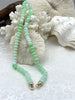 Image of Peruvian Green Opal Hand Knotted Necklace, 17-18" Long, Rondelle Stones 8mmx5mm with Gold Finished Ends, Candy Necklace, Fast Ship