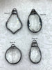 Image of Crystal Gunmetal Soldered Pendants and charms. Clear Glass Crystals, Teardrop, Round & Oval, 4 Styles to choose from. Fast Shipping