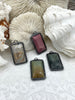 Image of Soldered Natural Stone Pendants, Rectangle Stone Pendants with Gunmetal ,Comes in a variety of patterns, 4 Styles, Natural Stone, Fast Ship.