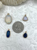 Image of Gold Soldered Stone Pendant, Natural Stone, White or Blue Stone. 4 Styles. Stone Pendant Fast Ship