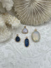 Image of Gold Soldered Stone Pendant, Natural Stone, White or Blue Stone. 4 Styles. Stone Pendant Fast Ship