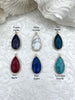 Image of Natural Agate or Howlite Stone Teardrop Pendants with Wrapped Gold Bezels, Gold plated Brass Bezel, 6 Styles to choose from, Fast Ship