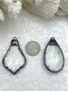 Image of Crystal Gunmetal Soldered Pendants and charms. Clear Glass Crystals, Teardrop, Round & Oval, 4 Styles to choose from. Fast Shipping