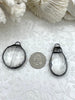Image of Crystal Gunmetal Soldered Pendants and charms. Clear Glass Crystals, Teardrop, Round & Oval, 4 Styles to choose from. Fast Shipping
