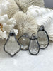 Image of Crystal Gunmetal Soldered Pendants and charms. Clear Glass Crystals, Teardrop, Round & Oval, 4 Styles to choose from. Fast Shipping