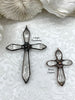 Image of Soldered Cross Shaped Crystal Pendants and charms. Cross Shape Crystal, 2 styles, Large Gunmetal or Small Copper, 4mm Bale ID, Fast Shipping