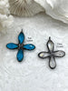 Image of Gunmetal Soldered Cross Shaped Crystal Pendants and charms. 2 Styles, Teal Crystal or Clear Crystal, 45mm x 45mm, 4mm Bale ID, Fast Shipping