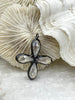 Image of Gunmetal Soldered Cross Shaped Crystal Pendants and charms. 2 Styles, Teal Crystal or Clear Crystal, 45mm x 45mm, 4mm Bale ID, Fast Shipping