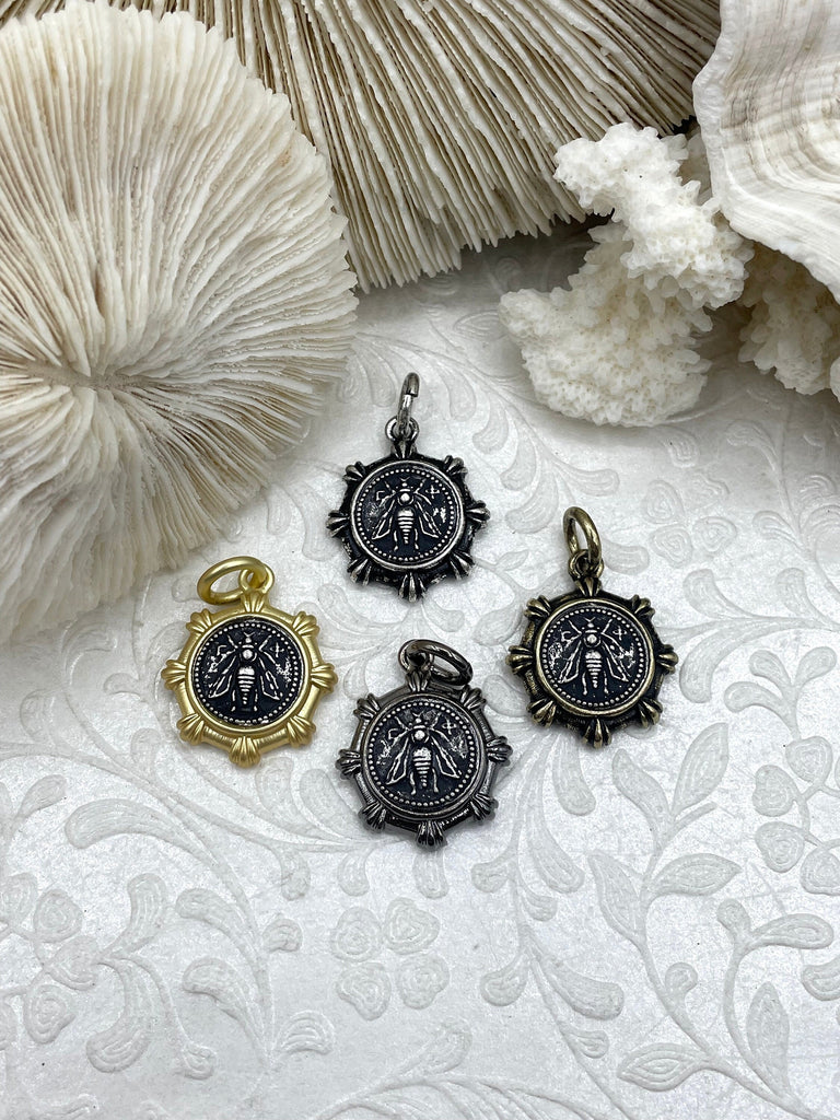 French Bee Replica Coin, Reproduction Bee Coin, Bee Coin Pendant, Coin, Bee Jewelry, Coin pendant, Petite Coin, 5 bezel colors Fast Ship