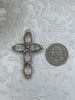 Image of Clear Crystal Silver Soldered Cross Shaped Pendants and charms. Cross Shape Crystal, 50mm x 33mm, 8mm thick, 3.3mm Bale ID, Fast Shipping