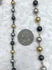 Image of High Quality Wired Plated Brass Beaded Chain, Tri Colored Chain, 2 Wire Colors, 8mm or 6mm Beads, Brass Beads, Sold by the foot, Fast Ship