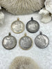 Image of Reproduction Coin Pendant 39mm, Coin Bezel, Vintage Coin, 5 bezel colors. Fast Shipping