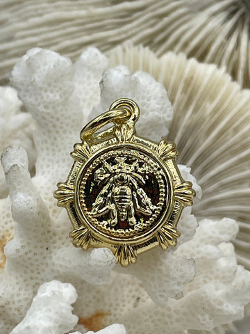French Bee Replica Coin, Reproduction Bee Coin, Bee Coin Pendant, Coin, Bee Jewelry, Gold Coin pendant, Petite Coin, 3 bezel color Fast Ship