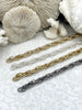 Image of Textured Chunky Triple Link Chain, Multilink Chain Oval, Statement Chain sold by the foot 13mm x 9.4mm. 4 finishes available. Fast Ship