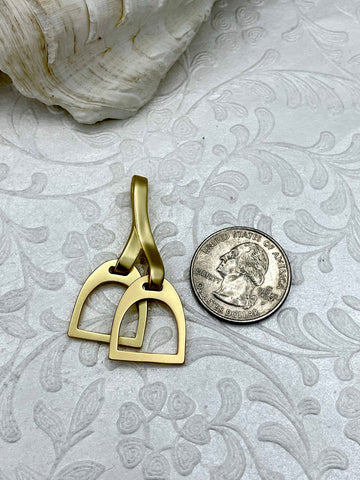 Equestrian Stirrup Pendant High Quality Brass Equestrian Pendant, Stirrup Charm, Equestrian Charm Horse Jewelry, 8 Finishes Fast Ship.