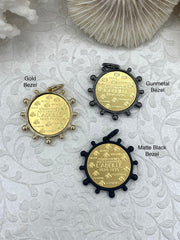 L'abielle Bee Coin Pendant, French Bee Coin with Bezel, Bee Pendant, Gold Coin, 3 bezel colors, Fleur De Lis Coin, Fast Ship