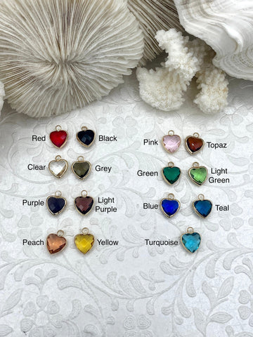 Small Heart Shaped Solitaire Crystal Pendant, 10.5mm x 10.8mm x 4.8mm, Bale ID 2.3mm, OD 3.4mm, 15 colors Fast Shipping