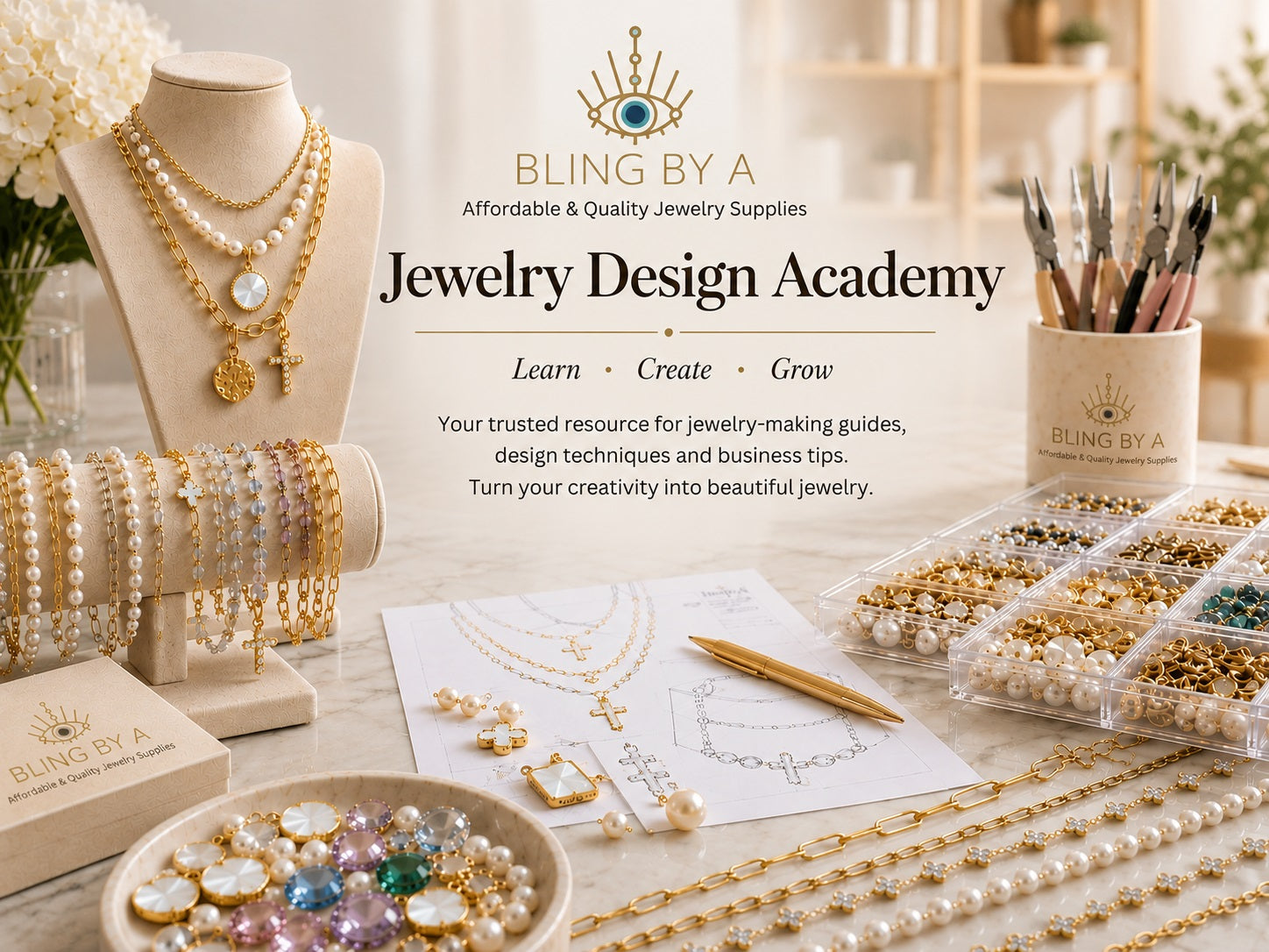 Jewelry designer creating handmade jewelry with BlingByA components