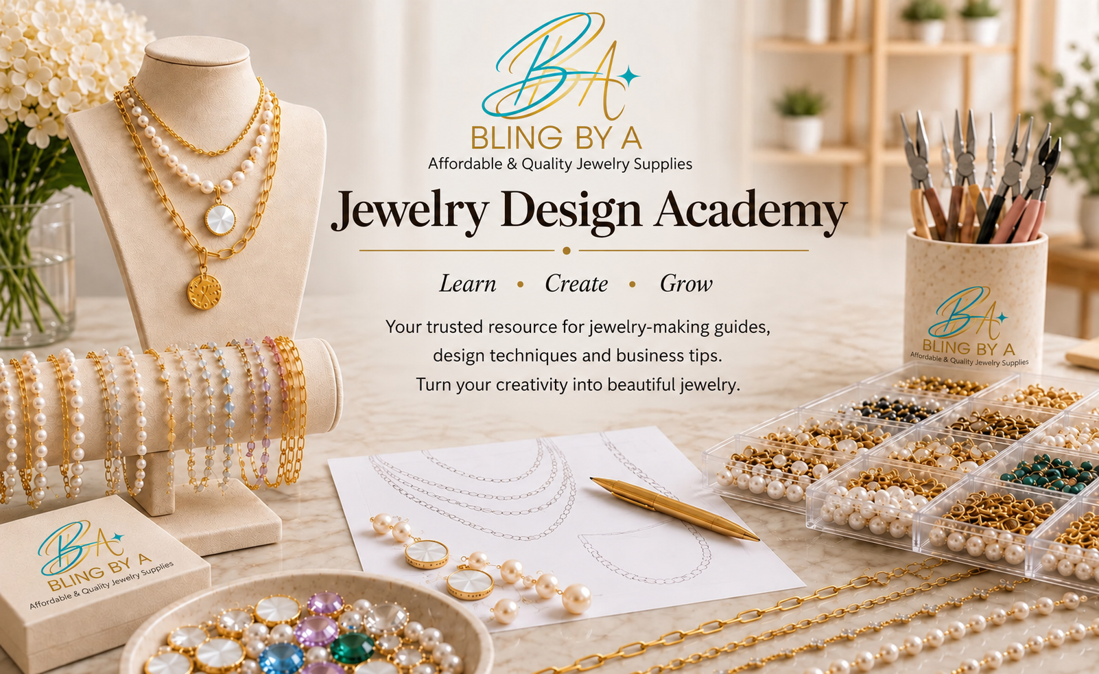 Jewelry designer creating handmade jewelry with Bling By A components